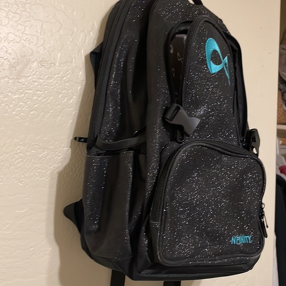 NFINITY BLACK SPARKLE CHEER BAG WITH BLUE LOGO - Picture 2 of 3